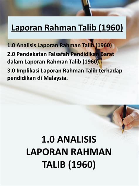 Beberapa syor yang telah dicadangkan dalam laporan rahman talib ; LAPORAN RAHMAN TALIB 1960 PDF