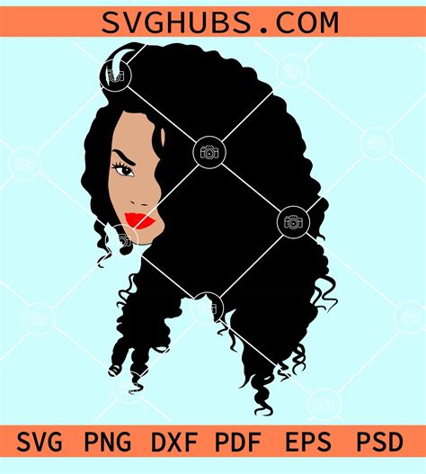 Black Woman Afro Hair With Red Lipstick Svg Afro Woman Svg Melanin
