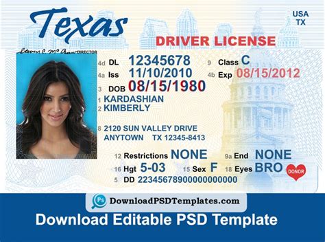 New Texas Driver License Template
