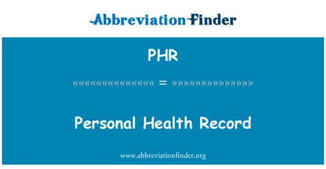 Phr 定義： 個人健康記錄 Personal Health Record
