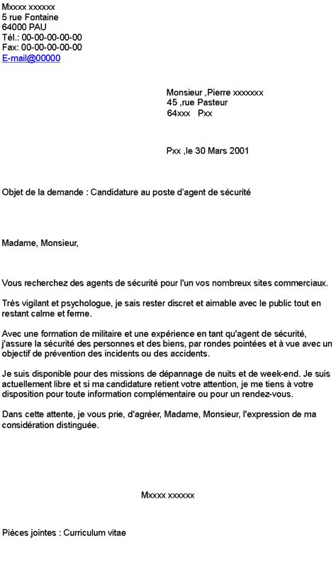 Modèle de lettre d'un syndicat pour communiquer ses listes de candidats. Lettre De Motivation Formation Agent De Securite