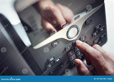 Dialing A Telephone In The Office Stock Photo Image Of Communication