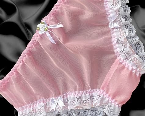 Vintage Floral Satin Sheer Sissy Panties Duchess Cut Floral Shin Size Hot Sex Picture