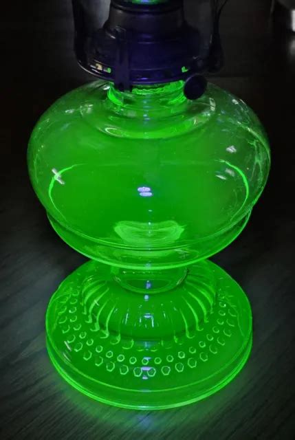 antique uranium vaseline glass oil lamp green glow depression kerosene 17 195 00 picclick