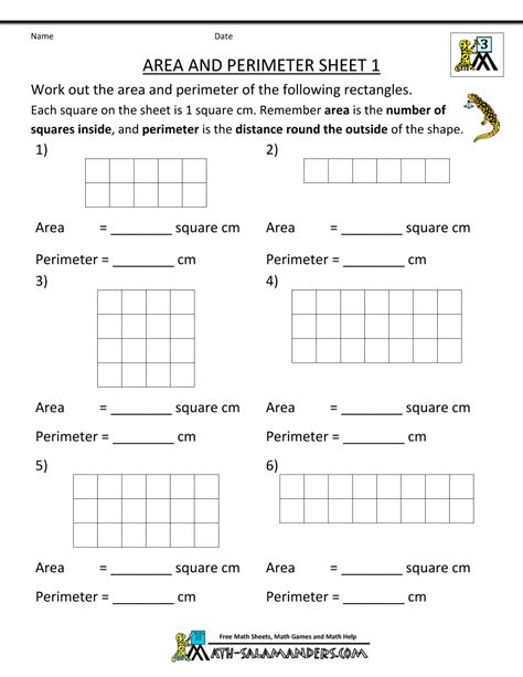 It contains questions that aid students in prepping for cumulative unit test. area worksheets area perimeter 1 | Area worksheets, Area ...