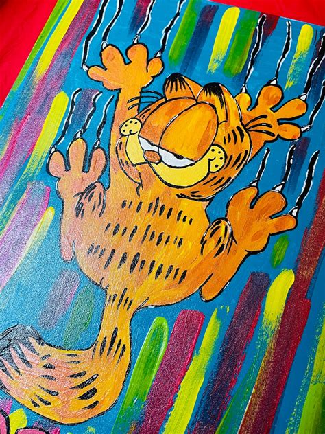 Garfield Acrylic Painting Garfield Original Art Painting Etsy