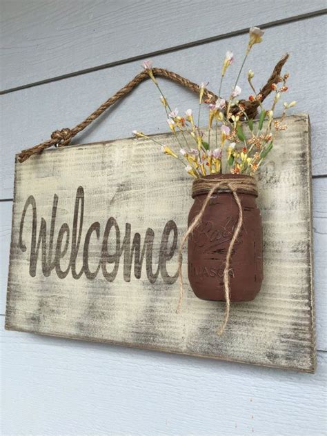Outdoor Hanging Welcome Signs Rustic Country Distressed Rustic Home