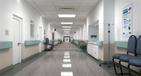 Realistic Hospital Hallway 3d Model Desain Arsitektur Hotel Interior