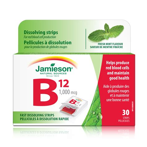 Jamieson Vitamin B12 1000 Mcg Strips Methylcobalamin 30 Strips