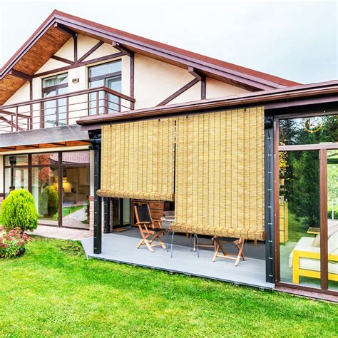 Tgzwme Bamboo Roll-up Reed Shade,2 Pack Reed Roller Shutters Retro Reed