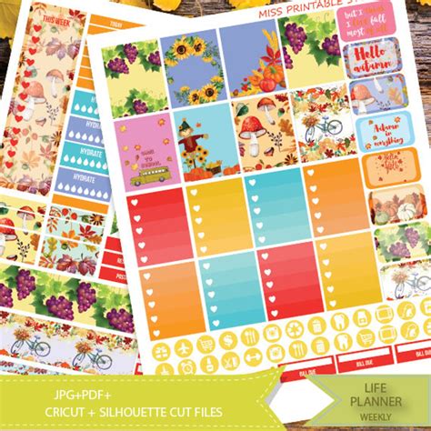 Fall Planner Stickersseptember Stickers Autumn Weekly Kit Etsy