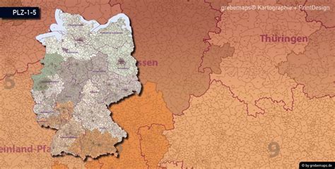 Postleitzahlen Karte Deutschland Grebemaps Kartographie Plz