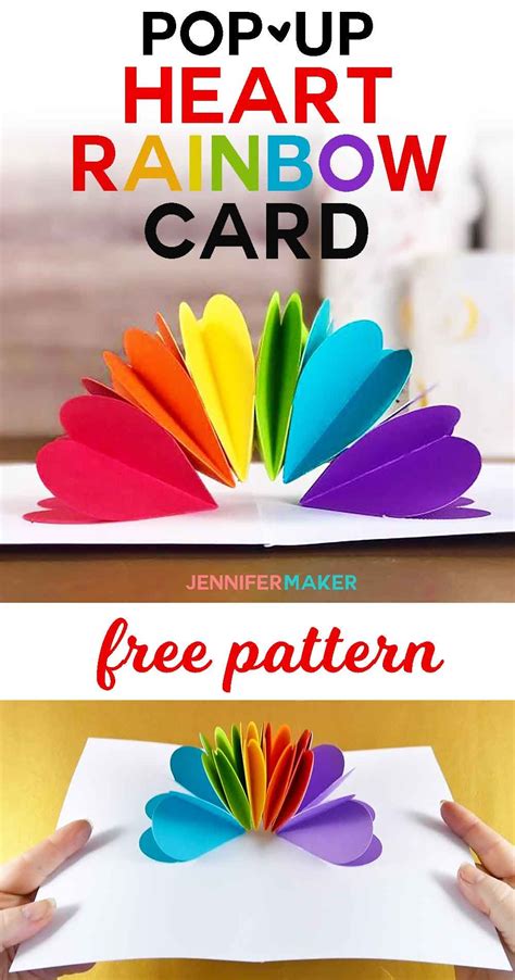 I've worked out all the measurements you need and have made it as easy and simple as possible for you to make a wonderful box card. Make a Pop-Up Heart Rainbow Card | Pop up valentine cards, Pop up card templates, Rainbow card