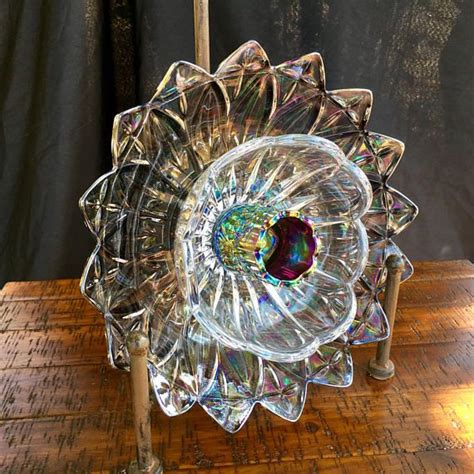 Repurposed Glass Flower Sun Catcher Glass Garden Art Glass Garden