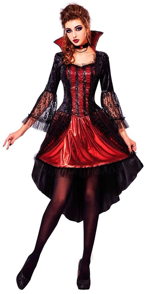 Sexy Vampiress Damen Kostüm Vampirin Vampir Lady Halloween Kleid Und