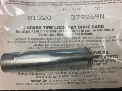 Ford F 250 F 350 Spare Tire Lock Key And Key Code Card 2l34 1a380 Aa Ebay