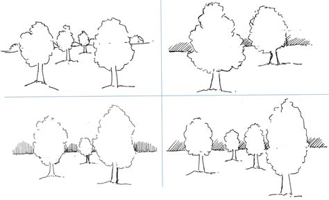 Drawing Outline of Trees and Landscapes with Trees