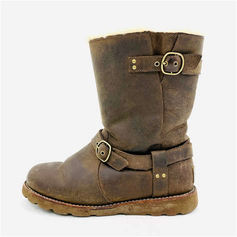Ugg Australia Noira 1001733 Brown Leather Boots Womens Size 7 Ebay