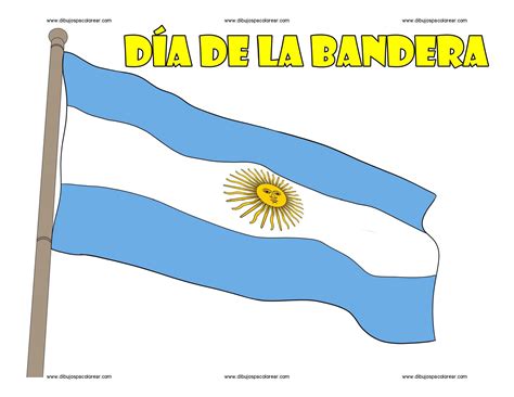 Día de la Bandera Argentina dibujo a color y para colorear