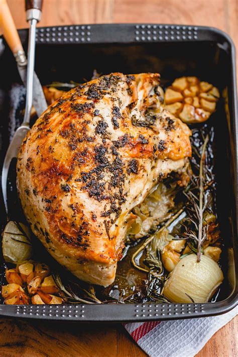 roasted turkey breast recipe with garlic herb butter how to roast a turkey breast — eatwell101