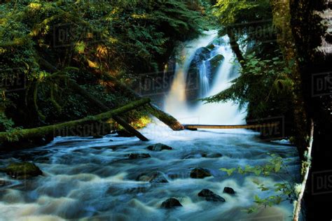 Waterfall Ucluelet Vancouver British Columbia Canada Stock Photo