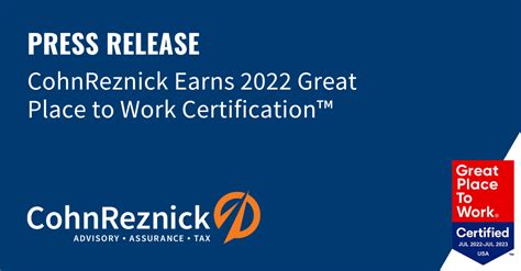 Cohnreznick Certified 2022 Great Place To Work