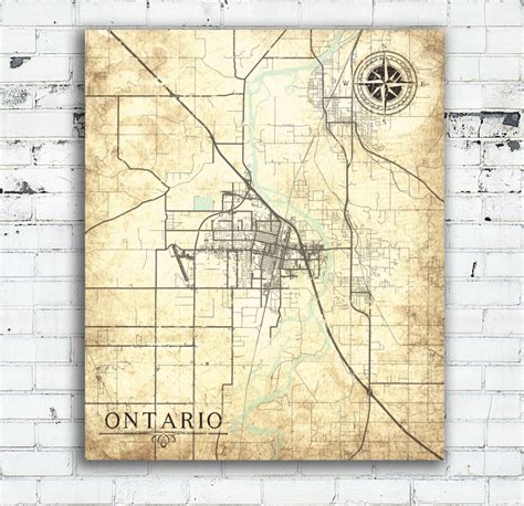 Ontario Or Canvas Print Oregon Vintage City Map Ontario Etsy Map