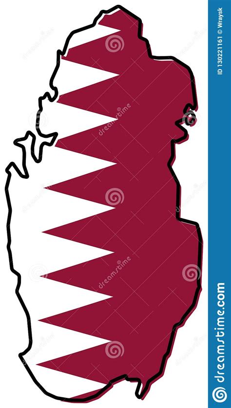 Vereenvoudigde Kaart Van Het Overzicht Van Qatar Met Lichtjes Gebogen