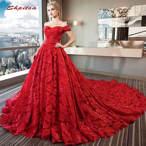 Lace Red Wedding Dress A Line Plus Size Beaded Wedding Gowns Weeding Weding Bridal Bride Dresses