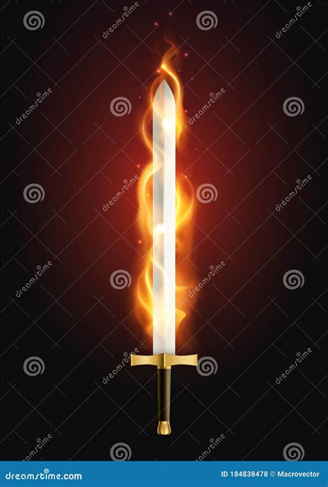 Flaming Sword Realistic Image Stock Illustration Illustration Of