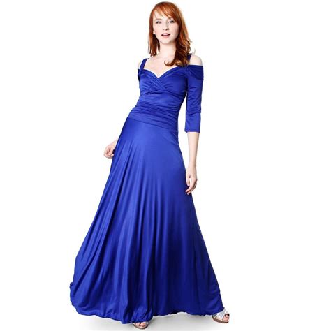 Evanese Womens Shiny Venezia Slip On Long Elegant Dress With 34