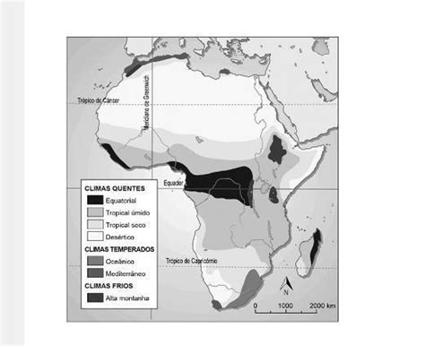 com base nesse mapa da África conclui se que o clima a desértico ocorre integralmente na
