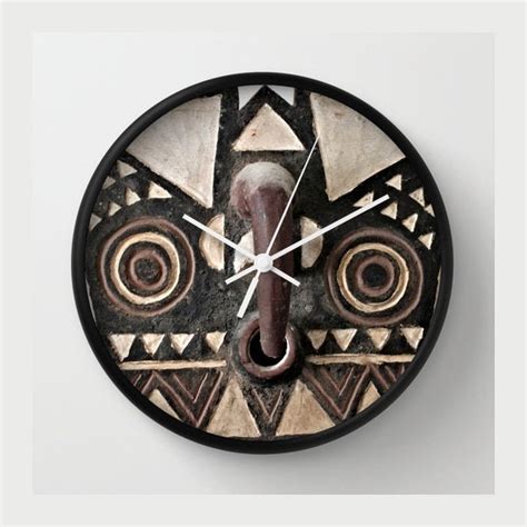 African Art Round Wall Clock Featuring By Galleriaprimitiva