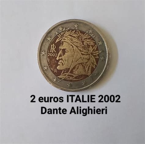 Pièce 2 Euros Italie 2002 Dante Alighieri Type A Rare Poste Suivi