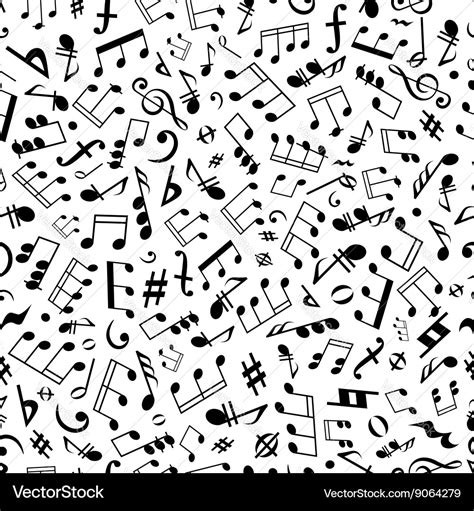 Seamless Music Notes And Marks Background Pattern Vector Image