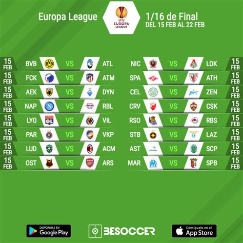 Lyon ante villarreal, borussia dortmund frente a atalanta y el duelo entre nápoles y leipzig son las series que destacan en la disputa de los dieciseisavos de final de la europa league que se celebrarán en febrero de 2018. Estos son los enfrentamientos de dieciseisavos de Europa ...