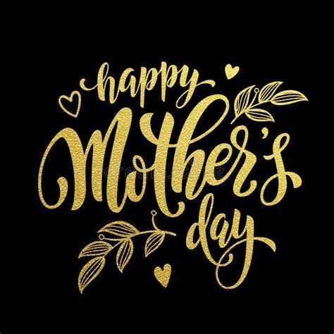 Happy Mother Day Gold Glitter Text Vector Premium Greeting Card Stock