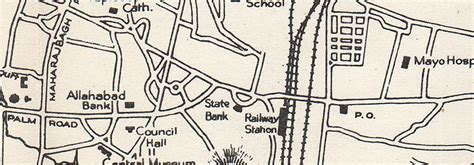 Nagpur City Plan Showing Key Buildings Maharashtra India 1965 Old Map