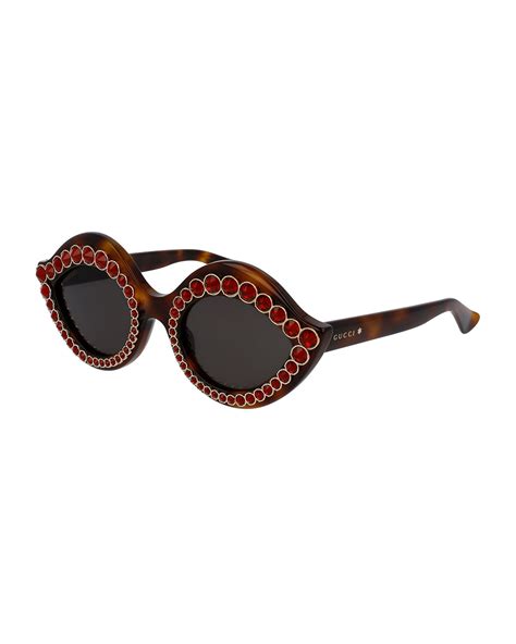 Gucci Swarovski Crystal Monochromatic Cat Eye Sunglasses Neiman Marcus