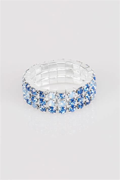 Blue And Silver Diamante Stretch Ring