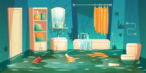 baño inundado interior dibujos animados seguro Vector en Vecteezy