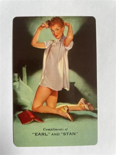 Gil Elvgren Pinup Lady Pin Up Woman Usa Advert Swap Playing Card Girl Book And Bed Eur 184