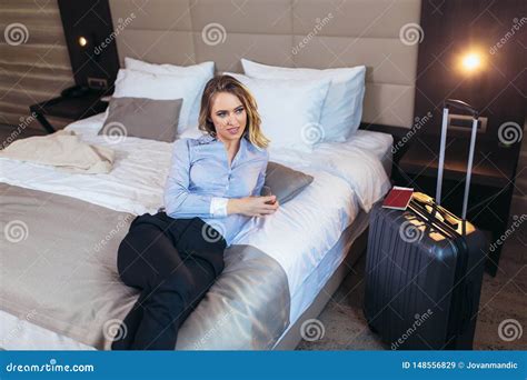 Attractive Businesswoman In Hotel Room Stock Image Image Of