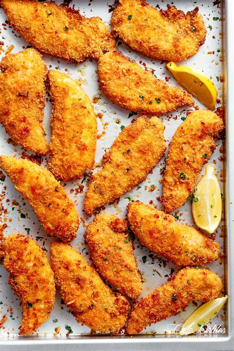 In a shallow dish, combine flour, seasoned salt, red pepper flakes and black pepper. Chicken Tenders (Lemon Garlic Parmesan) - Cafe Delites