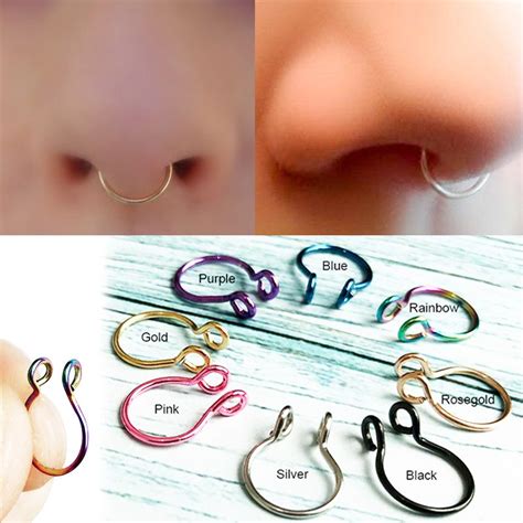 8 Colors Available Fake Faux Septum Ring Hoop Fake Nose Ring Fake