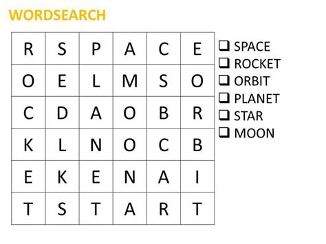 Solar System Word Search Printable