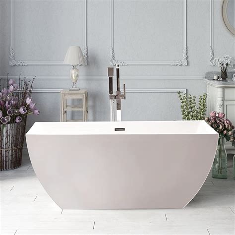 Vanity Art 591 Inch Freestanding Acrylic Bathtub Modern Stand Alone