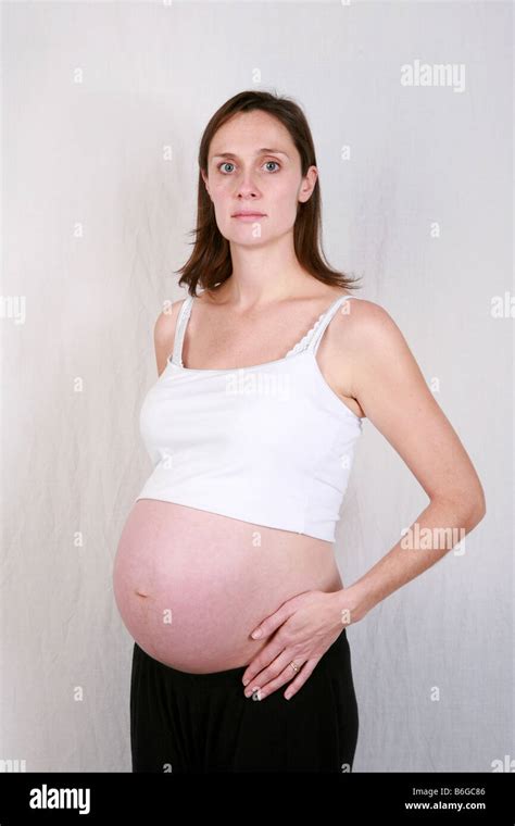 Pregnant Woman At Full Term Stomach Bump Exposed 40 Weeks 9 Months 10 Of A Series Of Ten Time