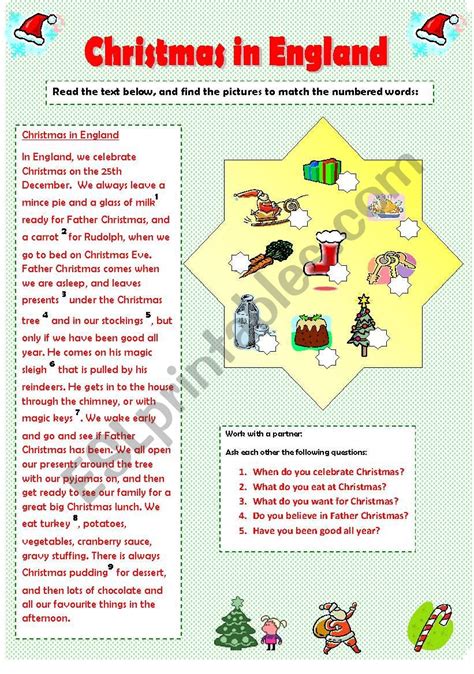 Christmas In England Esl Worksheet By Lisa Jayne