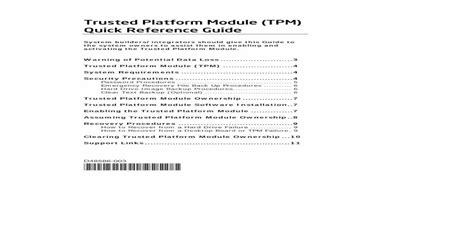 Trusted Platform Module Tpm Intel Data Center · Trusted
